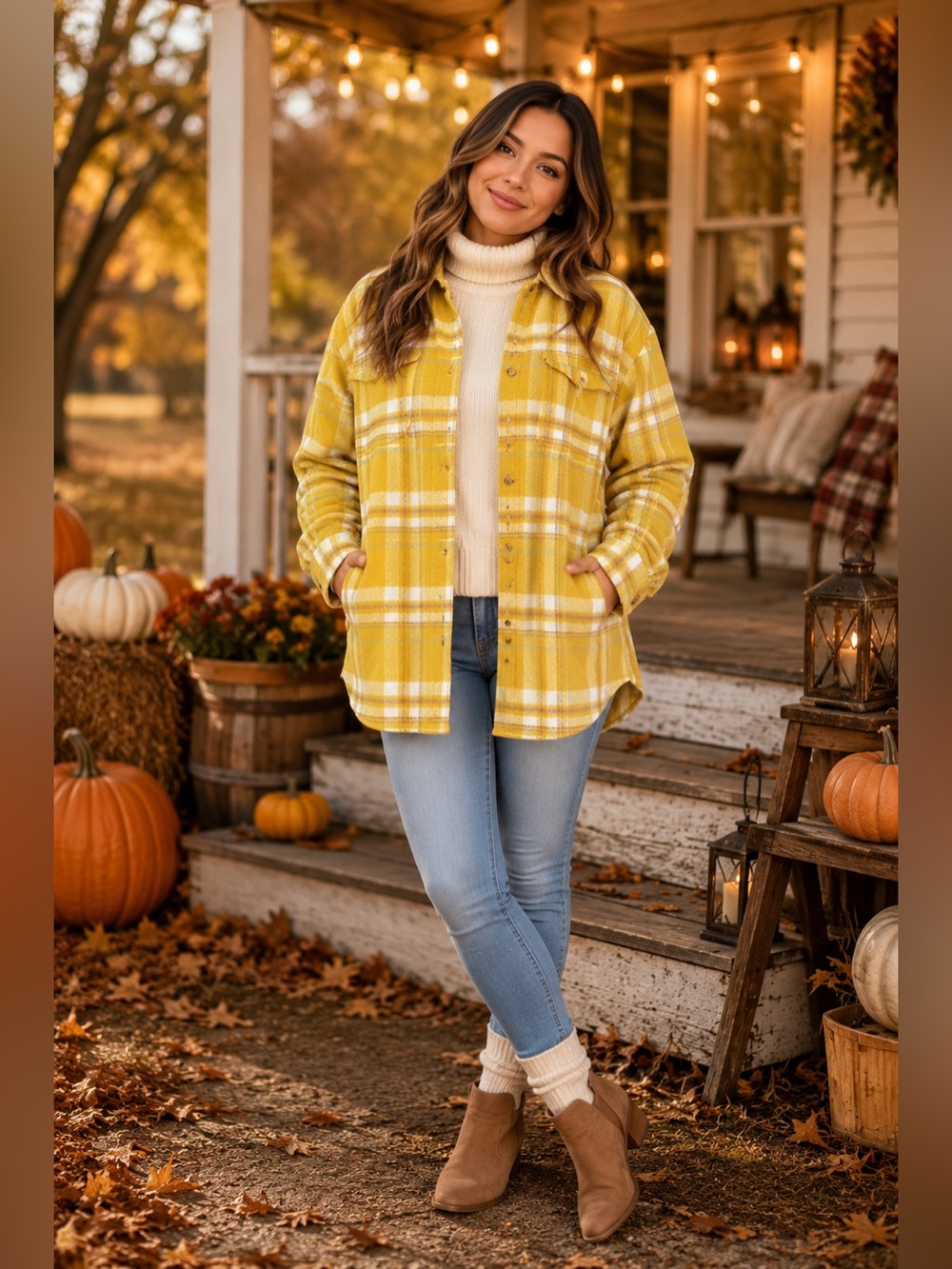 Style Rack Mustard Yellow Plaid Flannel Shacket – Oversized Button Front Jacket